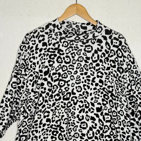 Animal Print Ashley Stewart Knit Top Tunic Side Slit Sz 22/24 Career Mob Wife - Picture 2 of 9